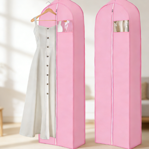 2-Pack 10 65-cm Side Support Garment Bag (Pink) | Waterproof Wedding Dress Protective Cover