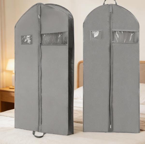 2-Pack Widened Non-woven Dust Cover (152x60x10cm) | Transparent window design, suitable for wardrobe and travel