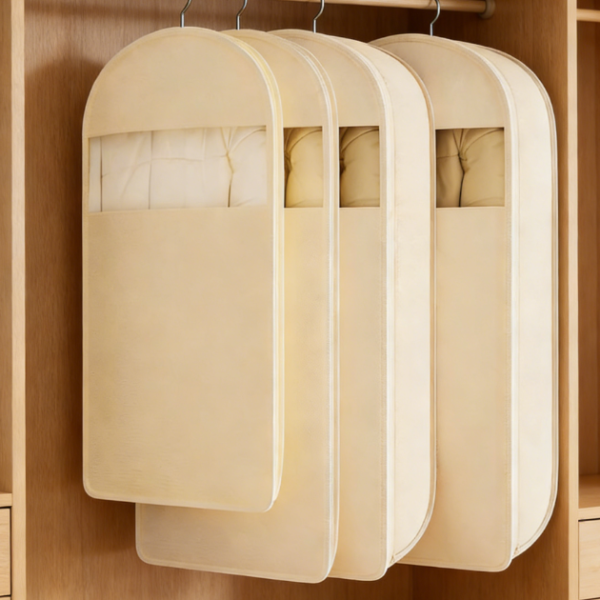 2-pack Breathable Hanging Non-woven Dust Covers (Off-white) | 45-cm extended, wardrobe and suit protection bags
