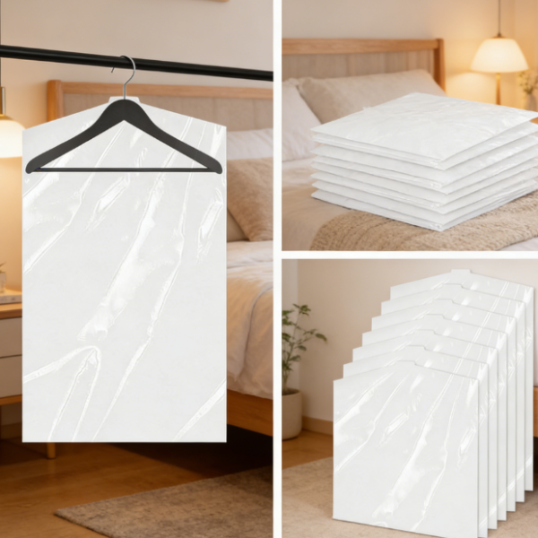 10-pack PP Plastic Dust Covers (24x36 cmes) | Transparent Hanging Type, Suitable for Dry Cleaning and Home Use