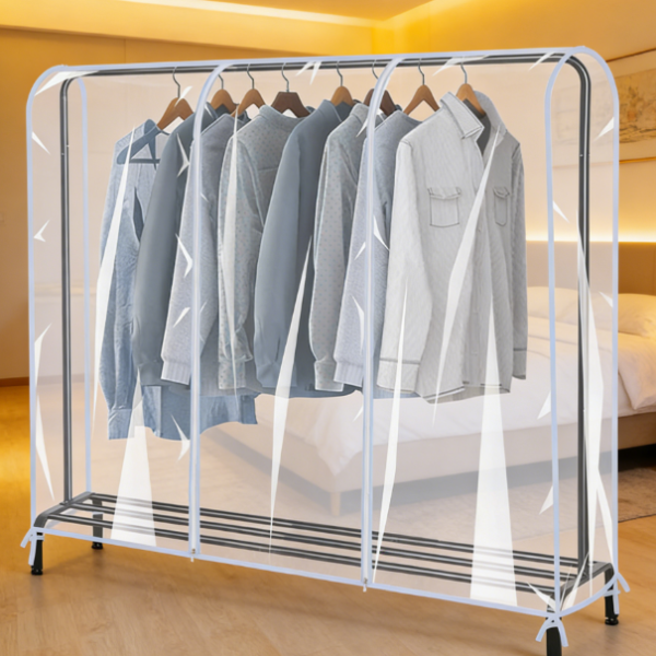 6-foot PEVA Transparent Clothes Hanger Dust Covers | Made of PP Plastic, Waterproof and Dustproof Single Cover