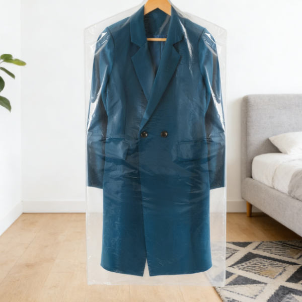 60-pack 40-cm PP Plastic Dry Cleaning Covers | Shirts and Pants, Transparent Hanging Storage