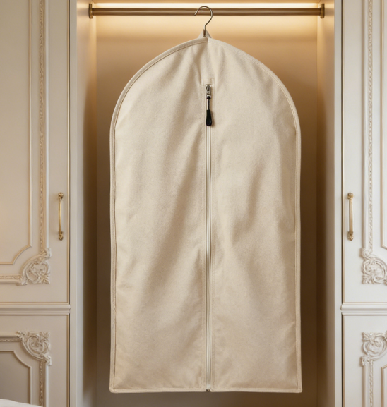 100% Cotton Garment Bag | Long | Breathable Garment Bags for Hanging Clothes | Garment Storage Bag for Long Dresses & Coats Storage | Pack of 1 (42 cm)
