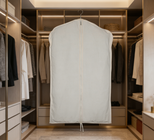 100% cotton canvas garment bags for closet storage and travel suit bags for clothes, coats, jackets, shirts, dresses suit garment cover for hanging clothes storage (24''x40'')