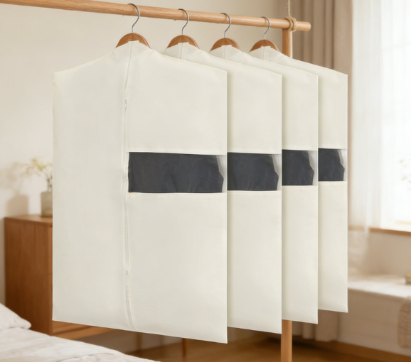 Cotton Garment Bags for Hanging Clothes, Canvas Suit Bags for Clothes Coats Jackets Shirts Closet Storage Travel Gusseted Hanging Garment Cover(6 Pcs,32 cmes)