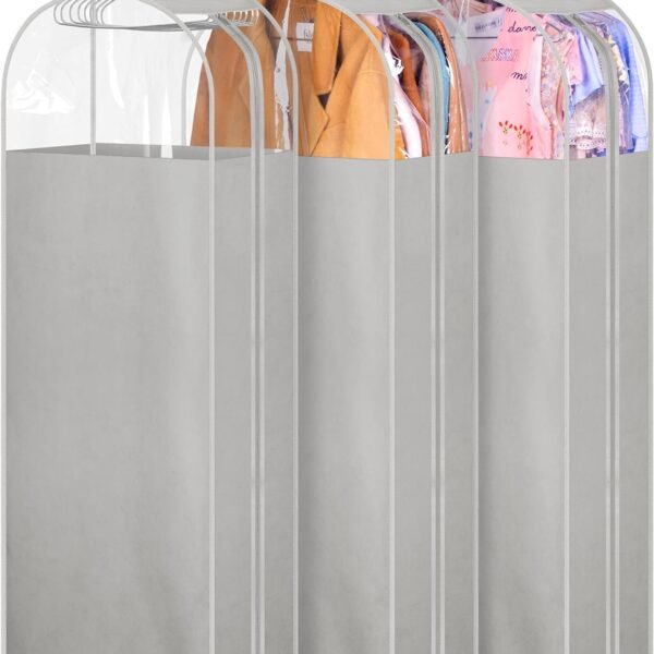 3-Pack 10-cm Accordion-Style Clothing Dust Covers (Grey) | 50-cm Extra Long, Dress Dedicated